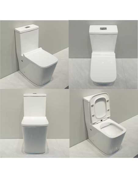 Inodoro Largo con Asiento y Deposito Mochila Tapa Suave Blanco